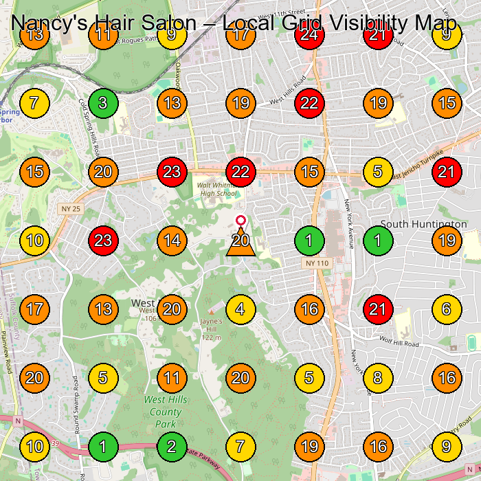 Nancy's Hair Salon Hair Salon GeoGrid ranking map for None